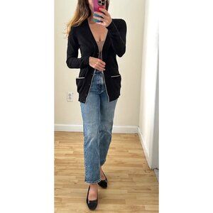 Ann Taylor Black Merino Wool V-Neck Cardigan Sz Small